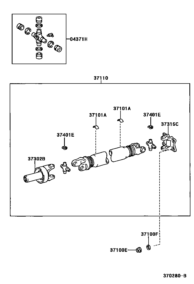 Toyota HILUX Propeller Shaft & Universal Joint EPC diagram — 370280B