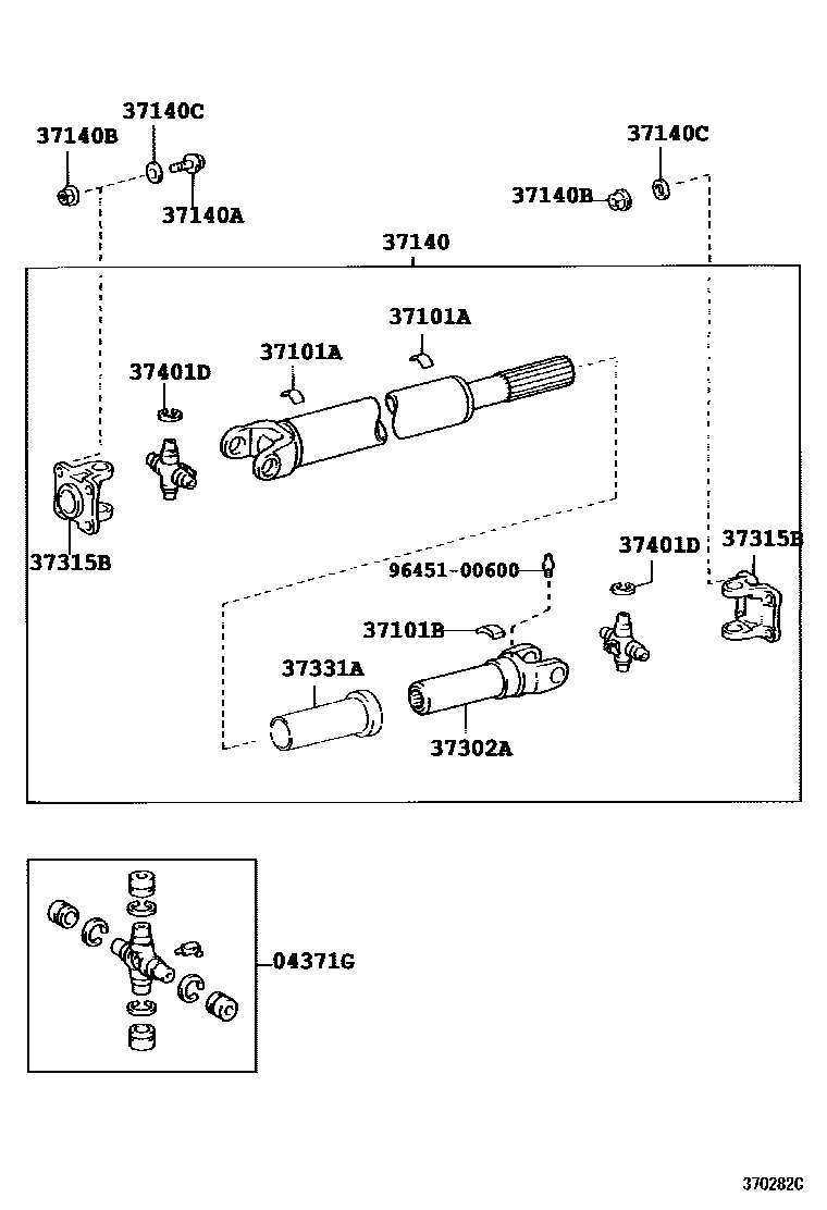 Toyota HILUX Propeller Shaft & Universal Joint EPC diagram — 370282C