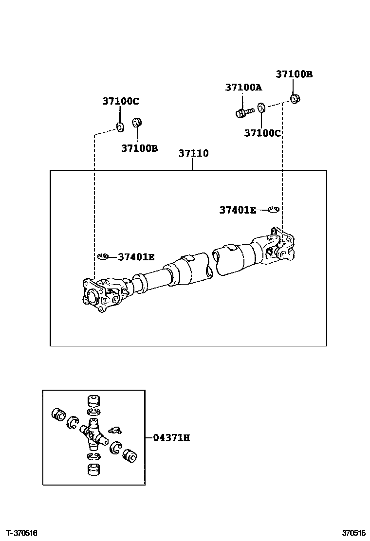 Toyota HILUX Propeller Shaft & Universal Joint EPC diagram — 370516