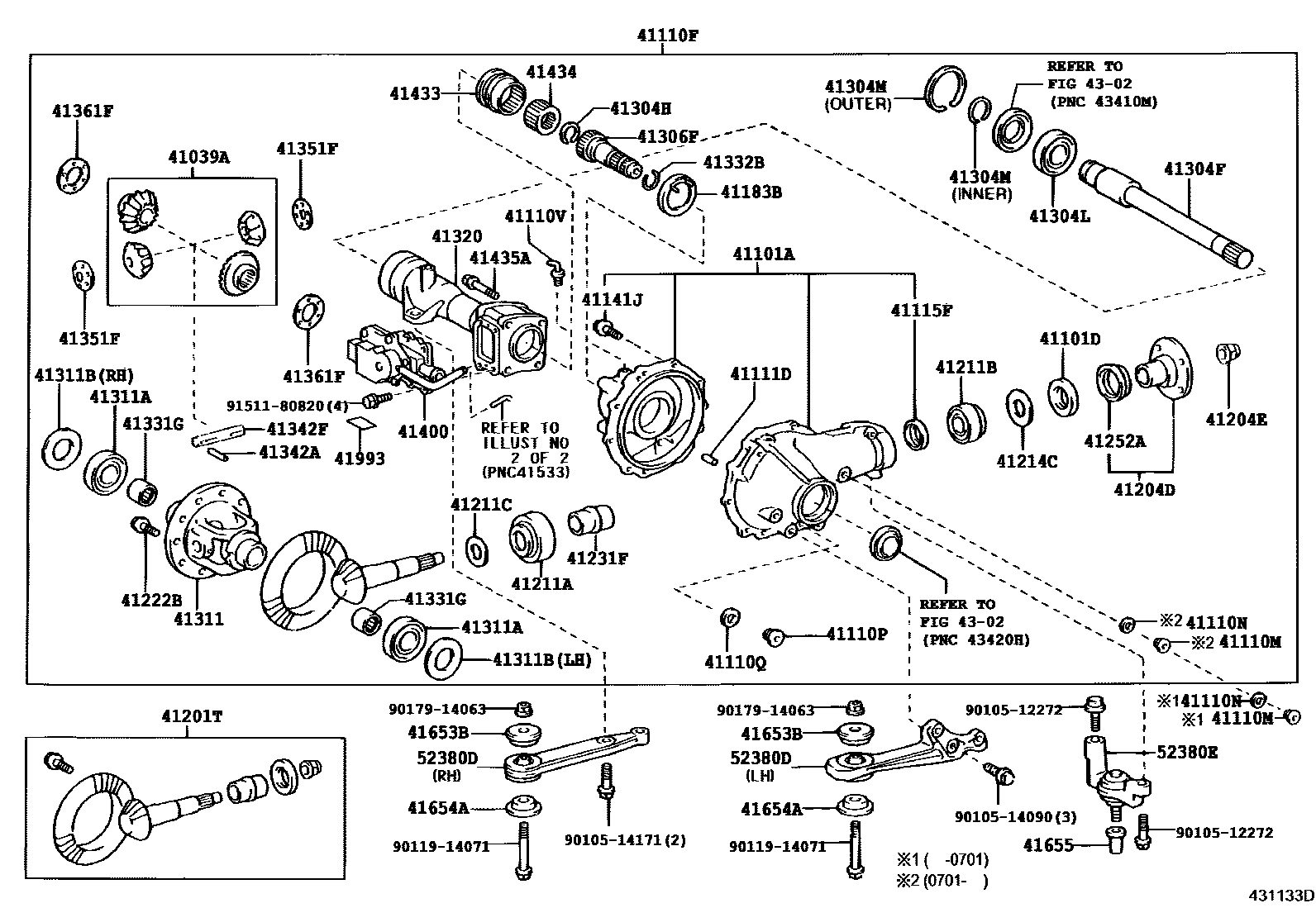 Toyota HILUX 前桥壳和差速器 EPC diagram — 431133D