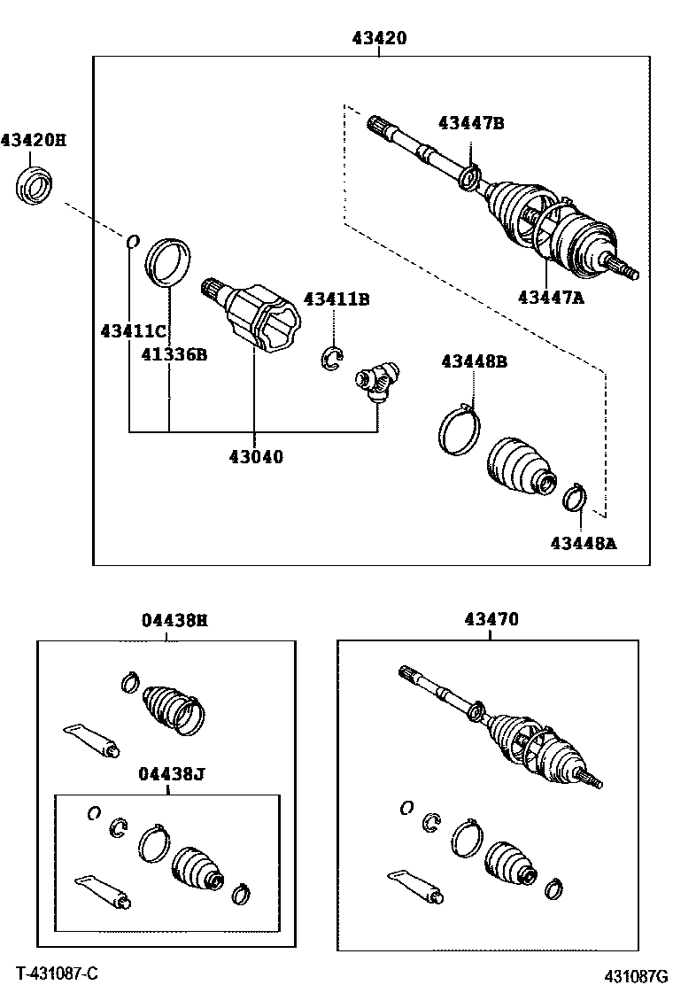 Toyota HILUX Front Drive Shaft EPC diagram — 431087G