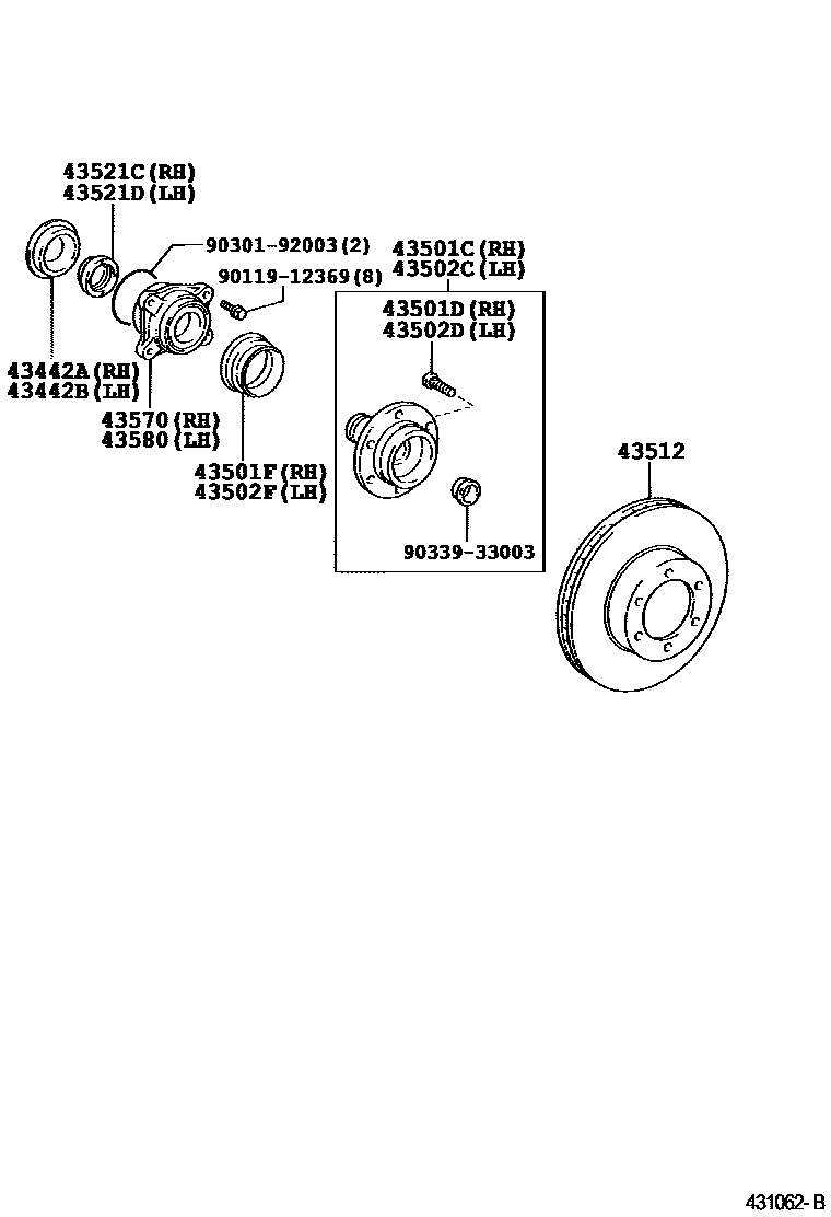 Toyota HILUX Front Axle Hub EPC diagram — 431062B