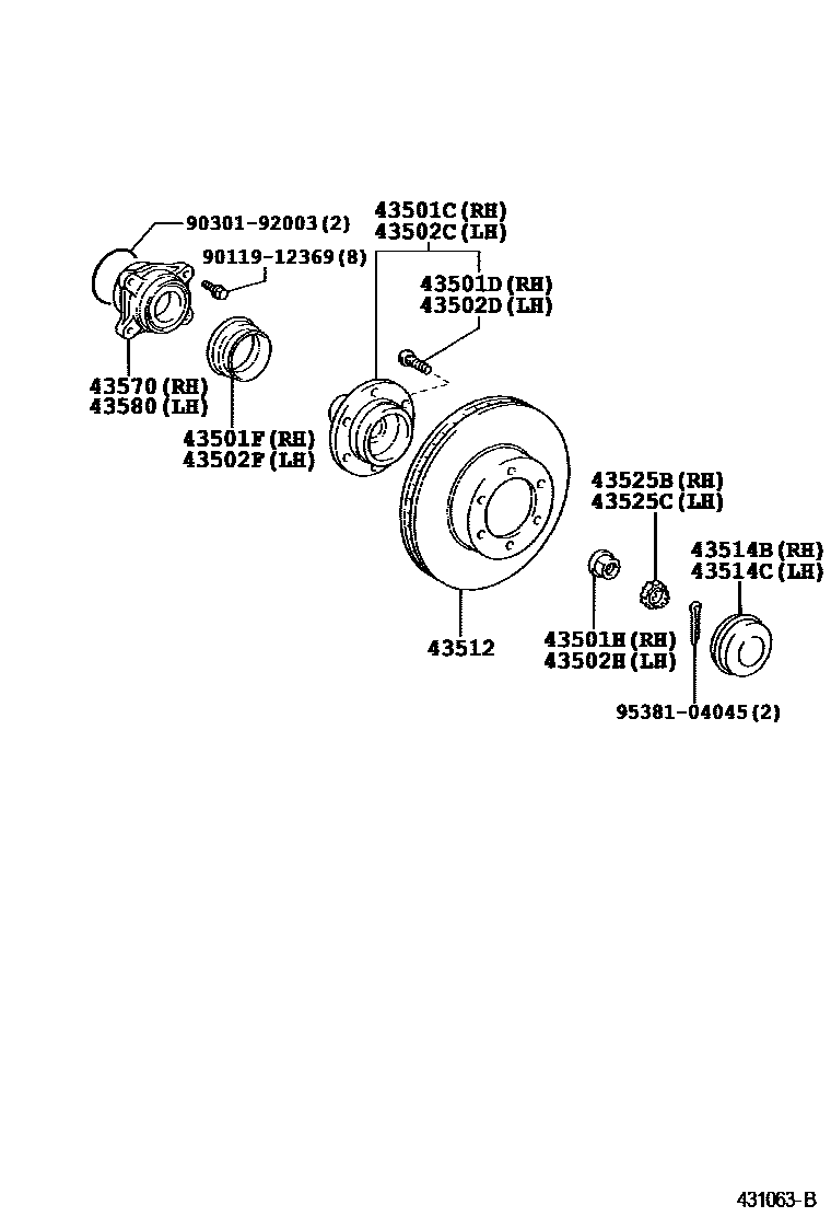 Toyota HILUX Front Axle Hub EPC diagram — 431063B