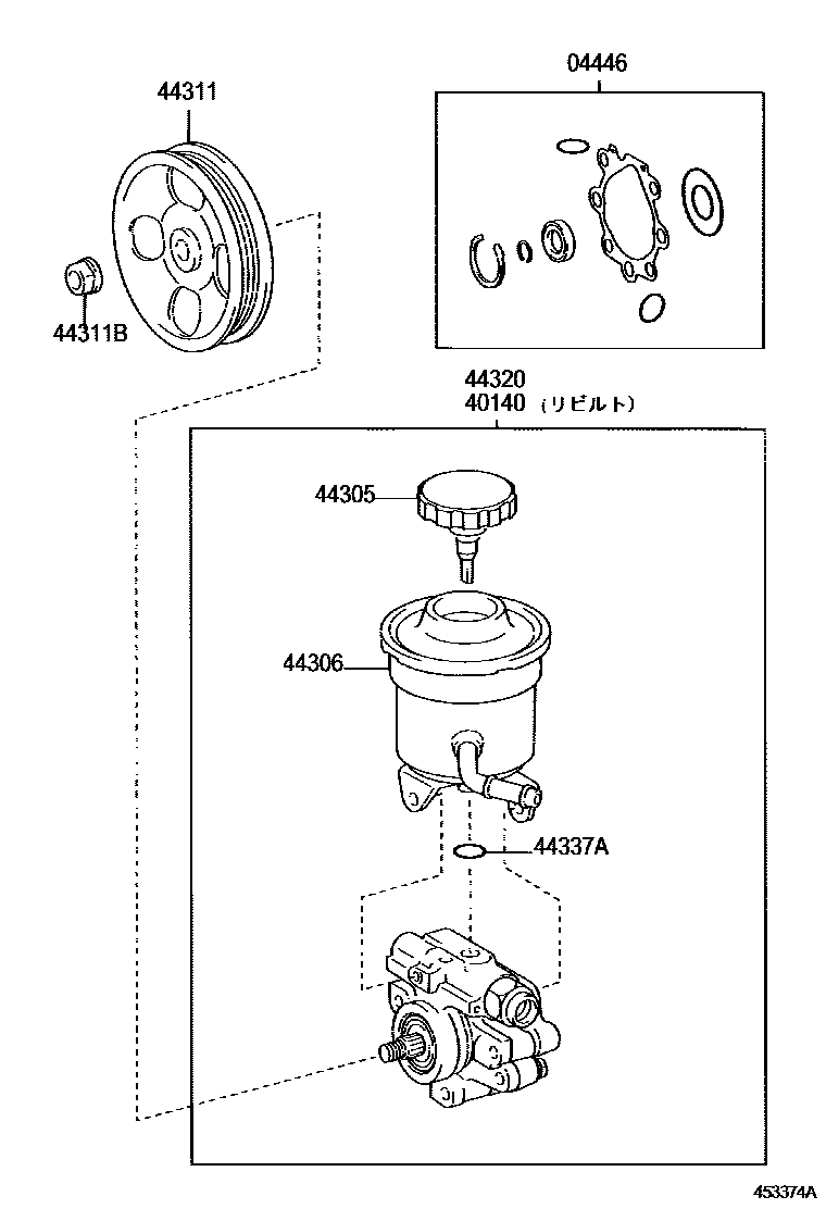Toyota HILUX 叶片泵和储油罐(动力转向) EPC diagram — 453374A