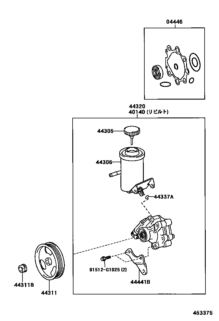 Toyota HILUX 叶片泵和储油罐(动力转向) EPC diagram — 453375