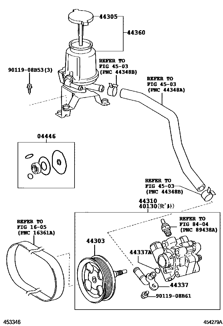 Toyota HILUX 叶片泵和储油罐(动力转向) EPC diagram — 454279A