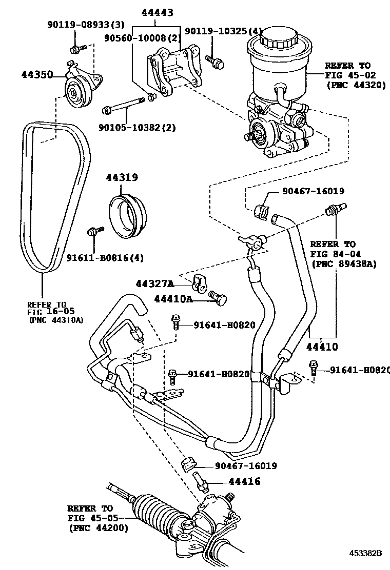Toyota HILUX 动力转向配管 EPC diagram — 453382B