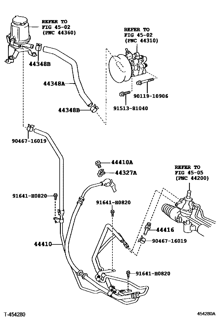 Toyota HILUX 动力转向配管 EPC diagram — 454280A
