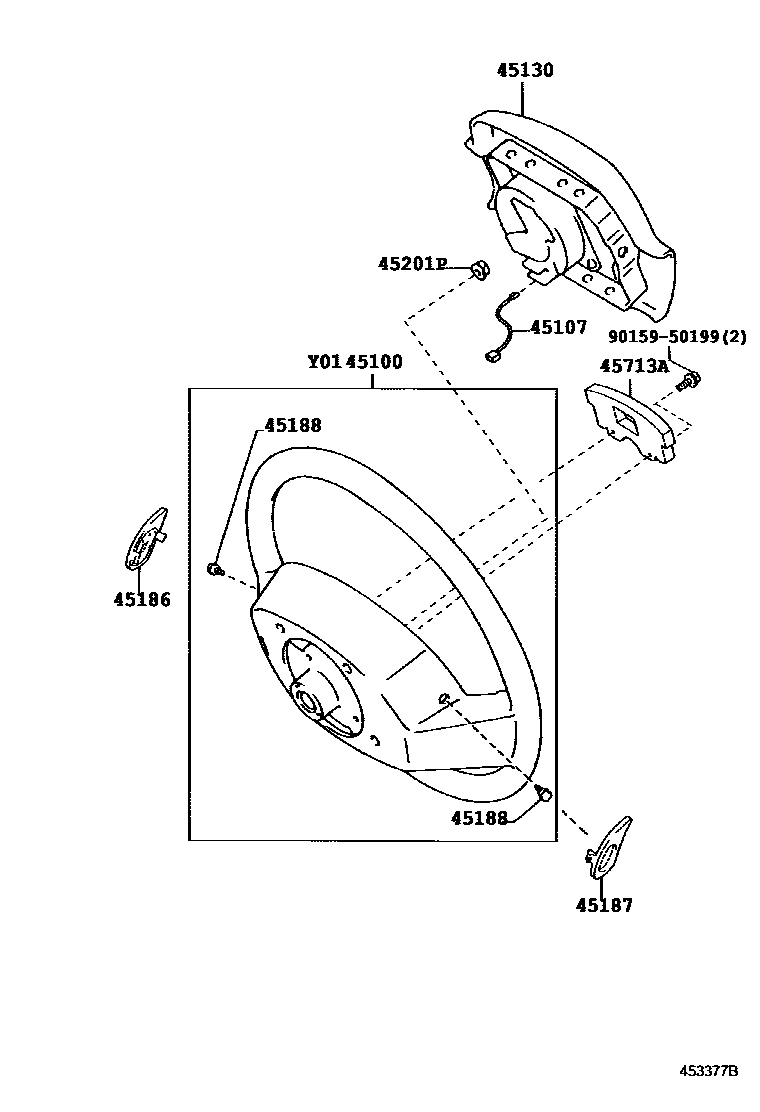 Toyota HILUX Steering Wheel EPC diagram — 453377B