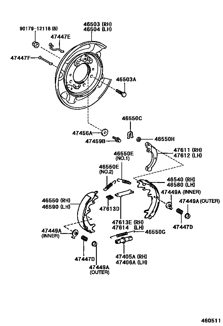 Toyota HILUX Parking Brake & Cable EPC diagram — 460511