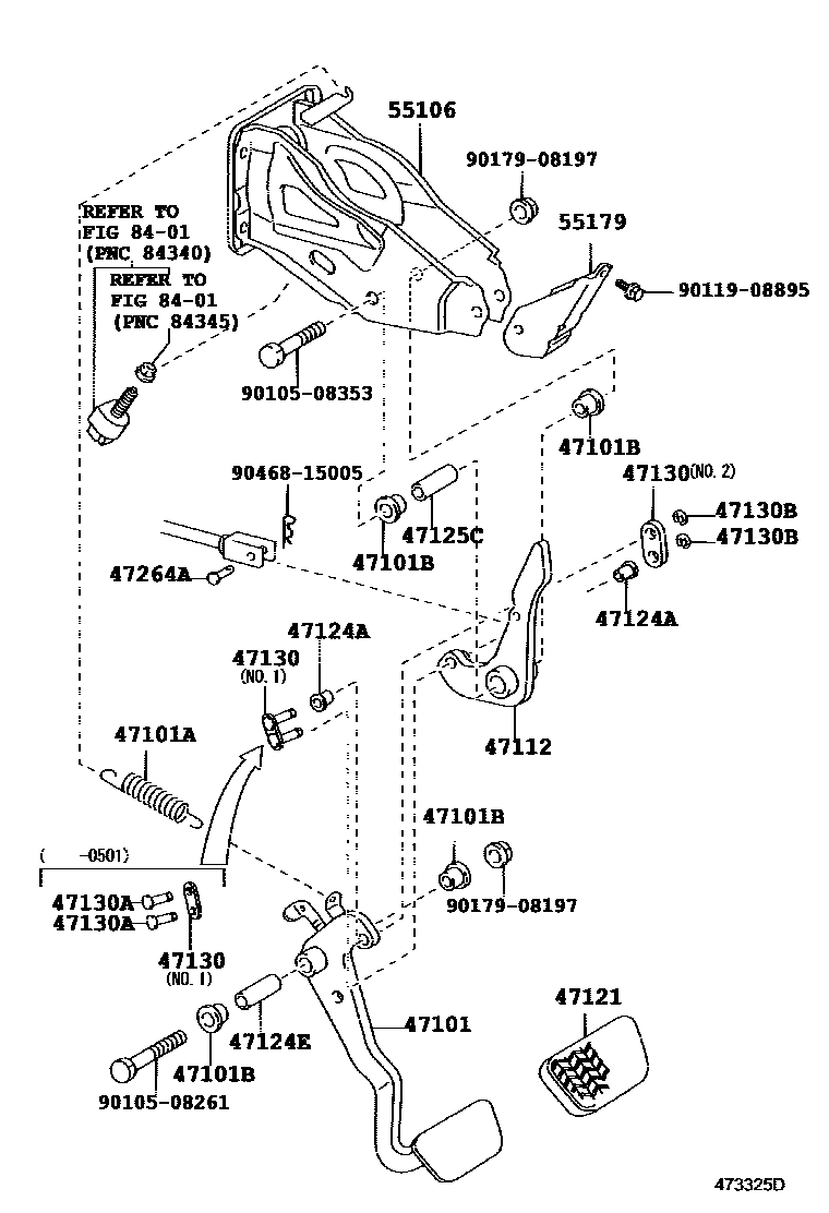 Toyota HILUX Brake Pedal & Bracket EPC diagram — 473325D