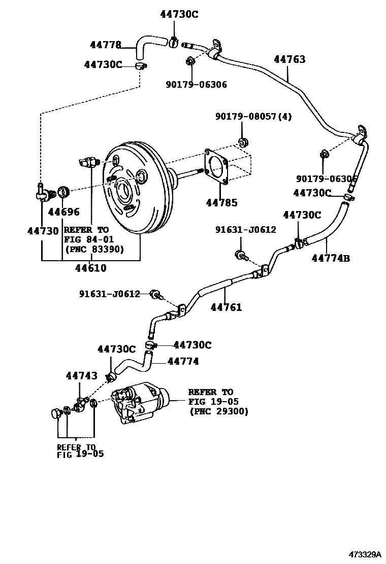 Toyota HILUX 制动助力器和真空管 EPC diagram — 473329A