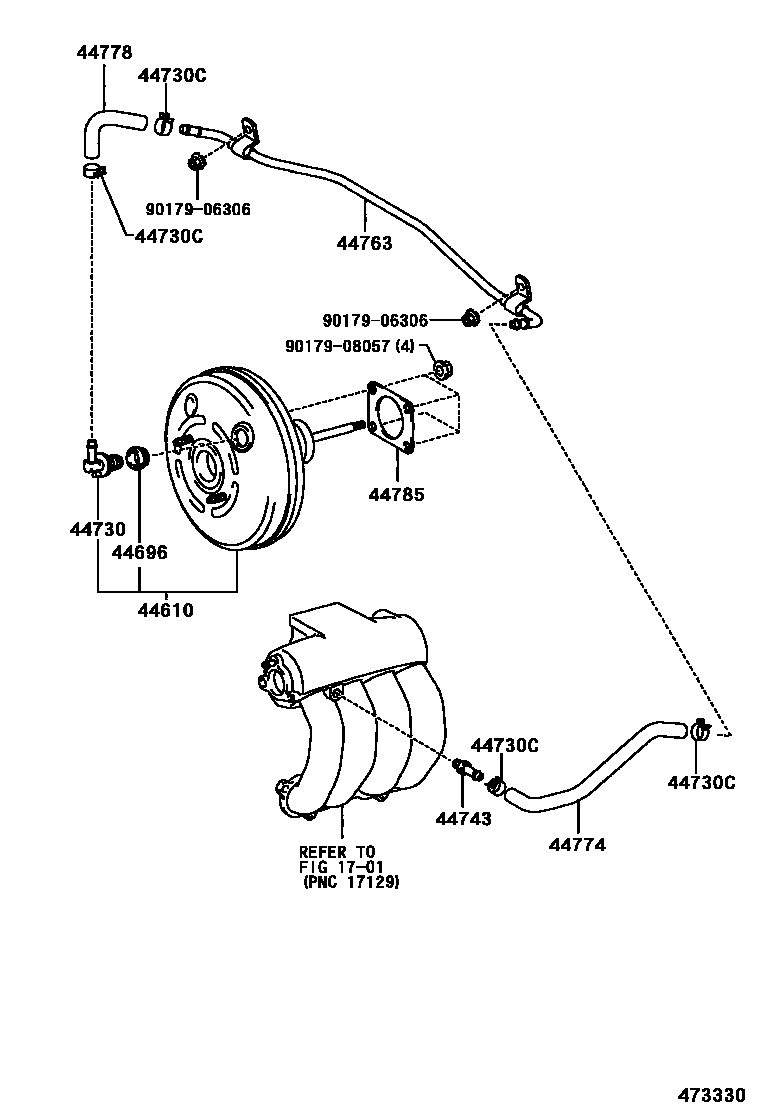 Toyota HILUX 制动助力器和真空管 EPC diagram — 473330