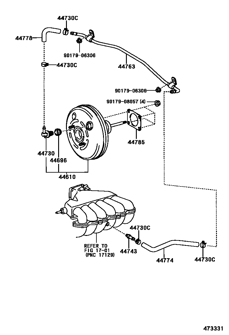 Toyota HILUX 制动助力器和真空管 EPC diagram — 473331