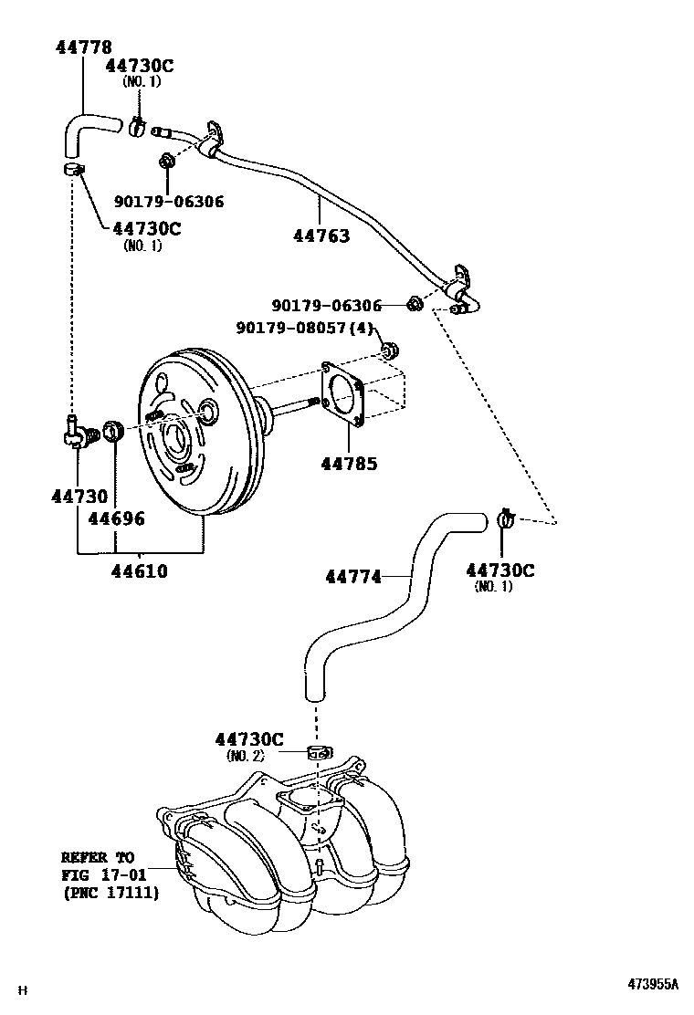 Toyota HILUX 制动助力器和真空管 EPC diagram — 473955A