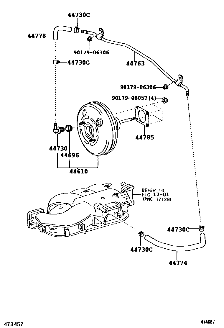 Toyota HILUX 制动助力器和真空管 EPC diagram — 474687