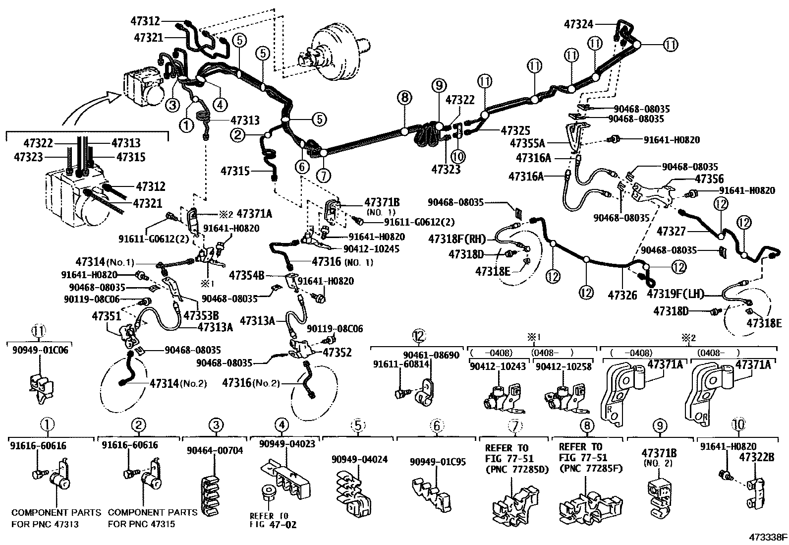 Toyota HILUX 制动配管和卡箍 EPC diagram — 473338F