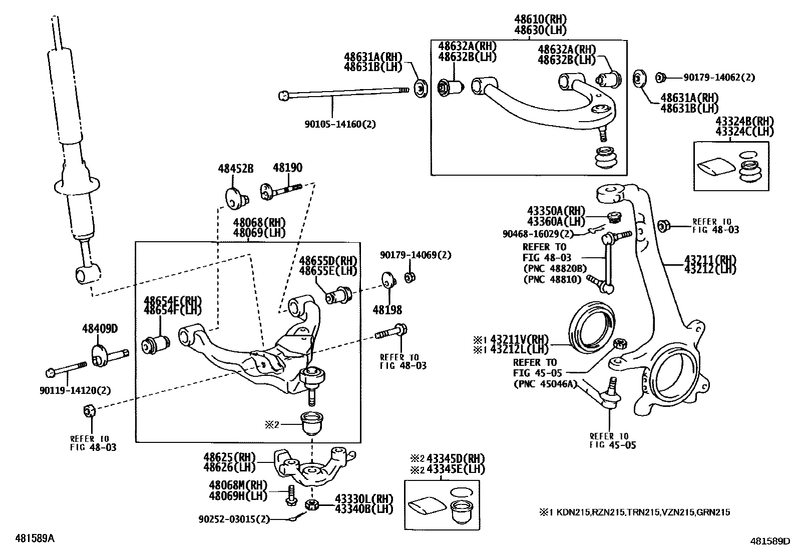 Toyota HILUX 前桥控制臂和转向节 EPC diagram — 481589D