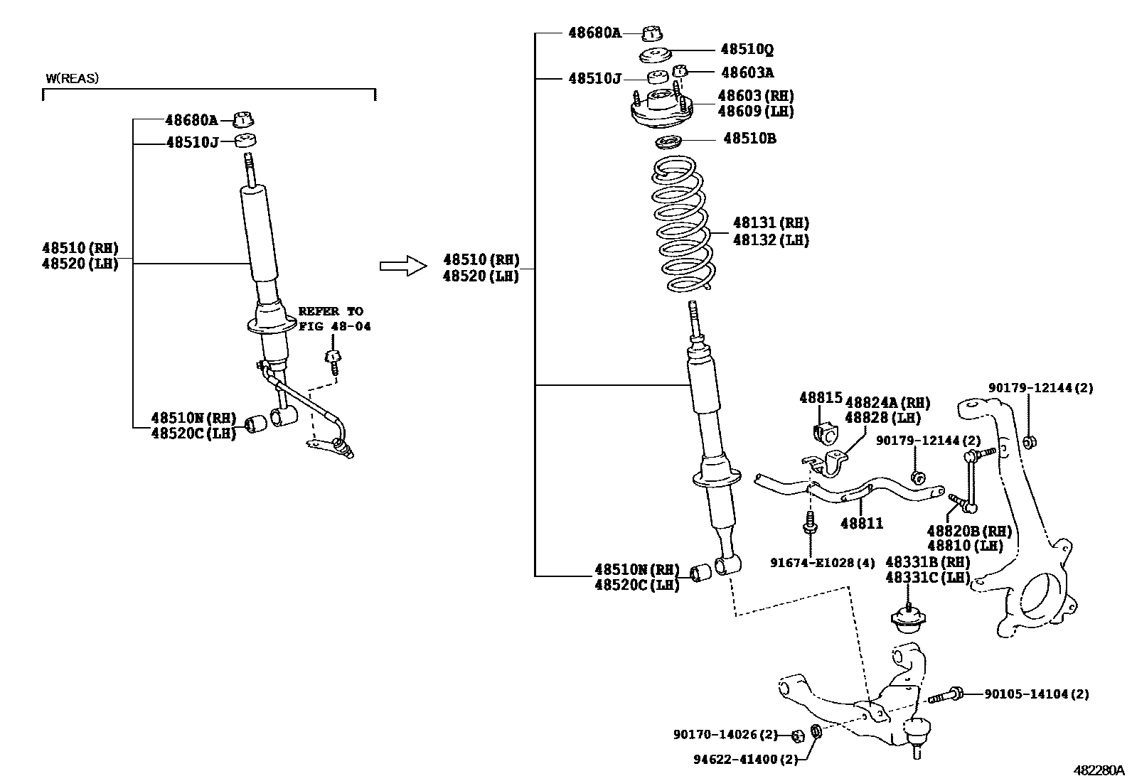 Toyota HILUX Front Spring & Shock Absorber EPC diagram — 482280A