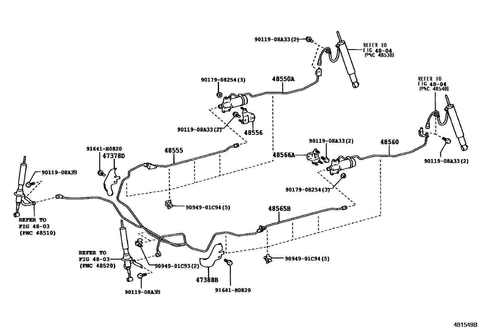 Toyota HILUX Rear Spring & Shock Absorber EPC diagram — 481549B