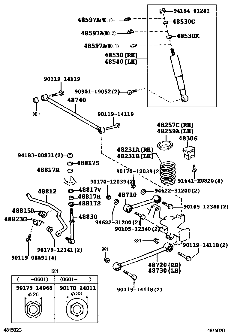 Toyota HILUX Rear Spring & Shock Absorber EPC diagram — 481592D