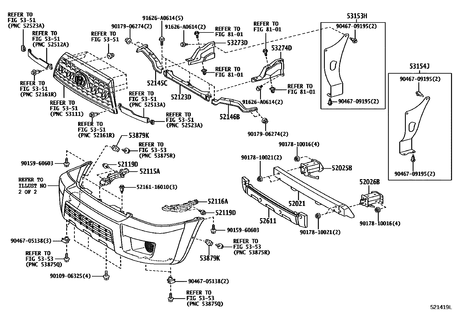 Toyota HILUX 前保险杠及附件 EPC diagram — 521419L