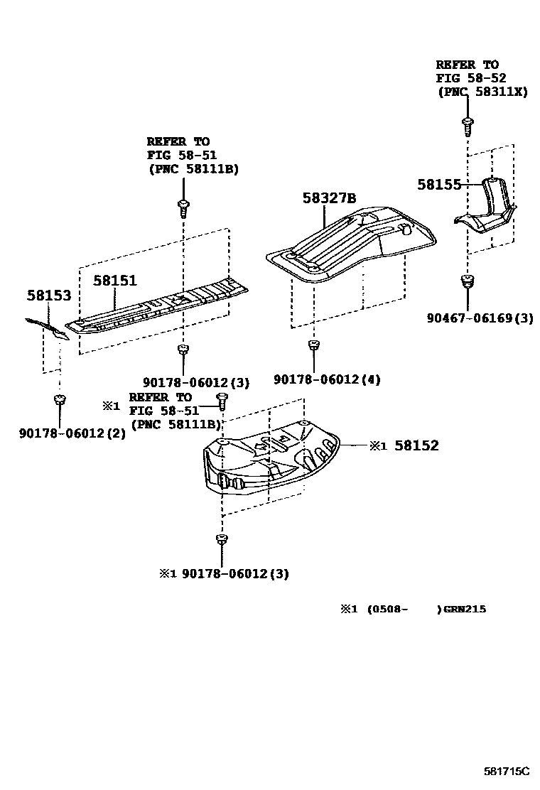 Toyota HILUX 地板隔热垫 EPC diagram — 581715C