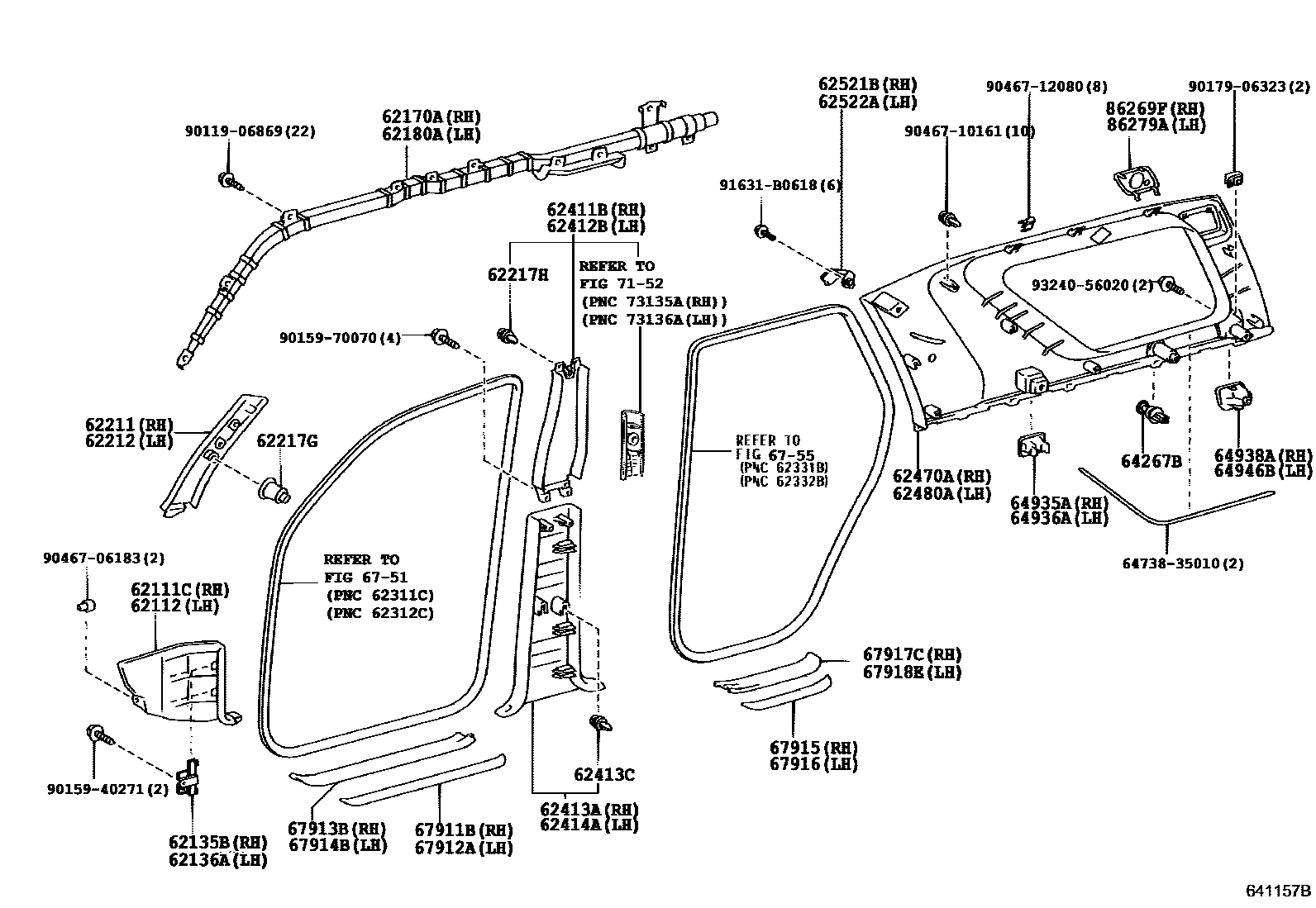 Toyota HILUX 车内装饰板 EPC diagram — 641157B