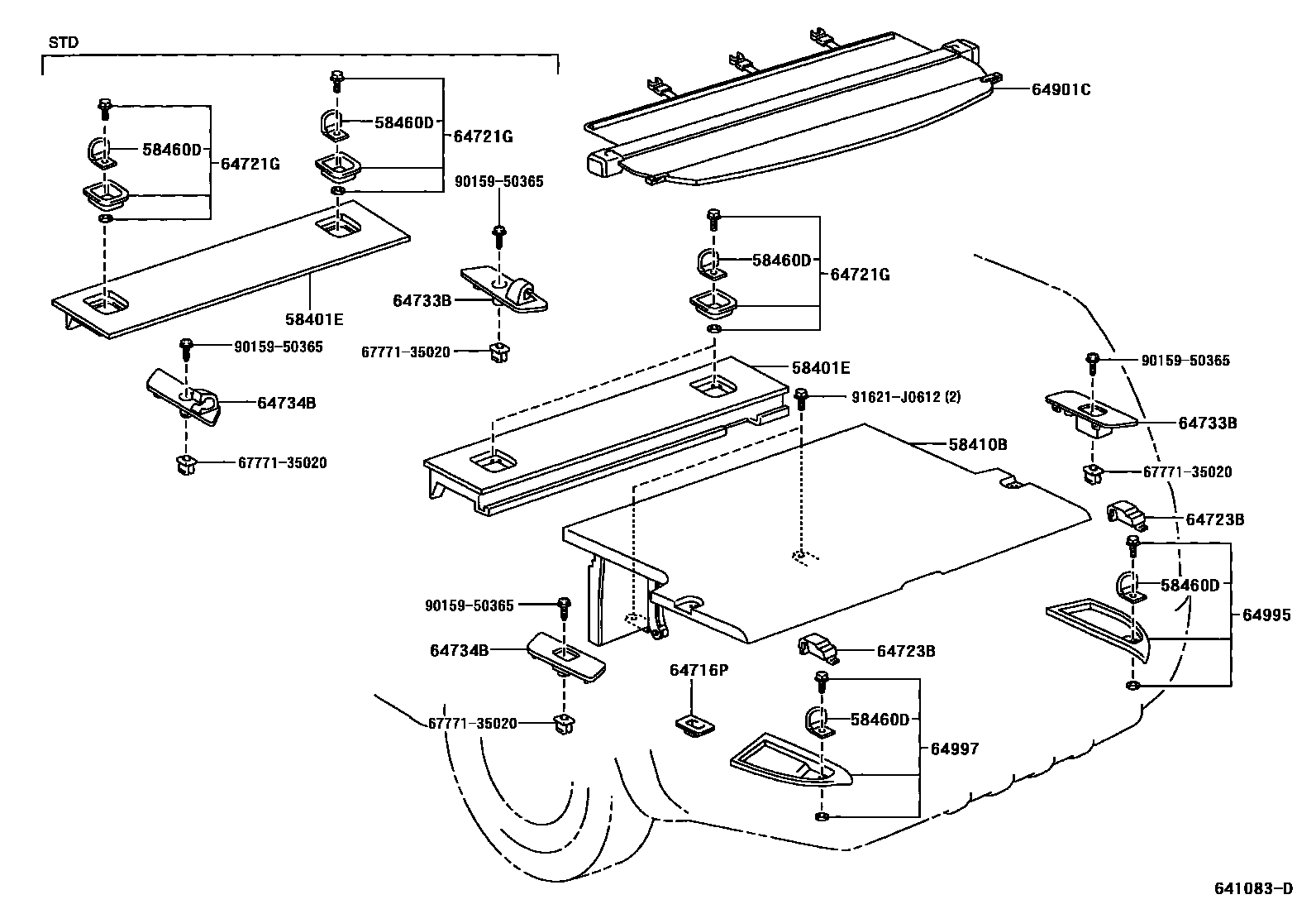 Toyota HILUX 底板和底板装饰罩 EPC diagram — 641083D