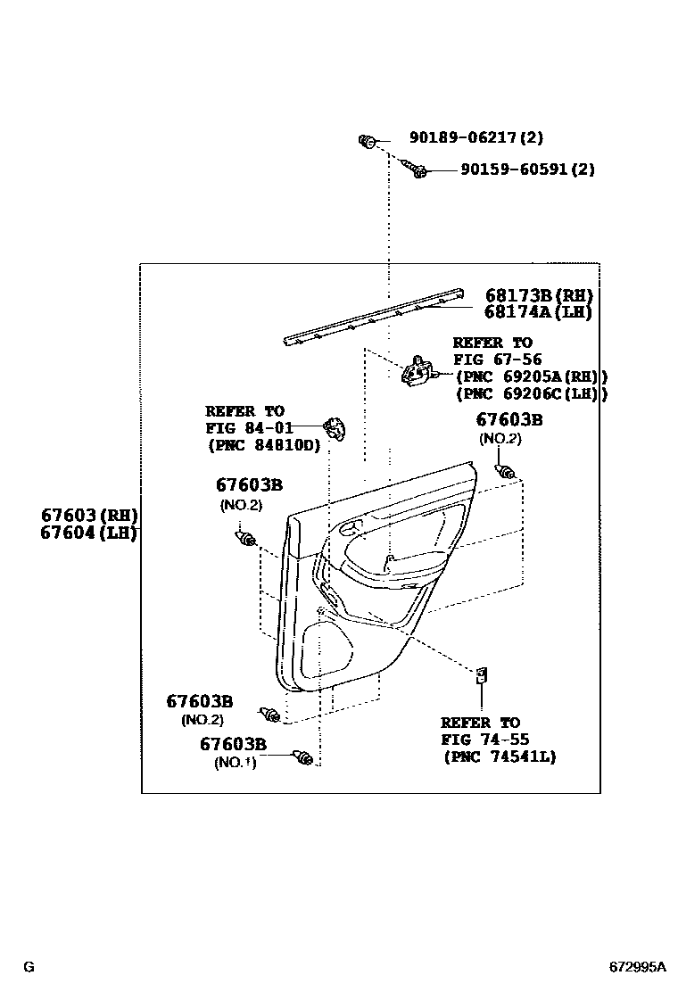 Toyota HILUX 后门板和后门玻璃 EPC diagram — 672995A