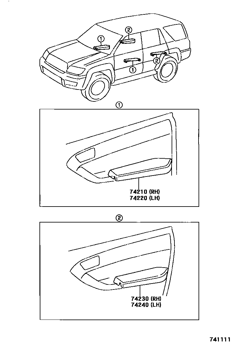Toyota HILUX 扶手和遮阳板 EPC diagram — 741111