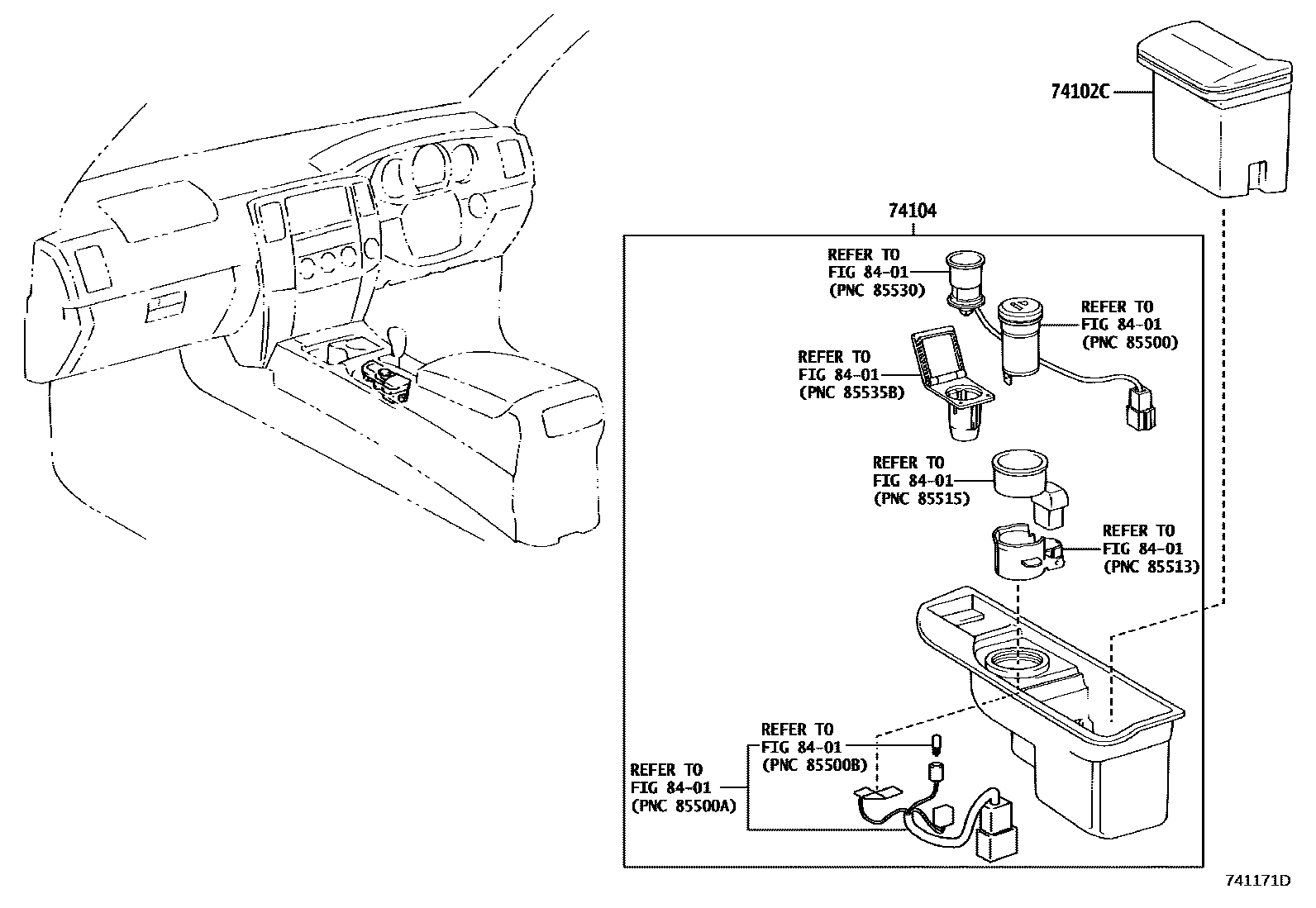 Toyota HILUX 烟灰盒 EPC diagram — 741171D