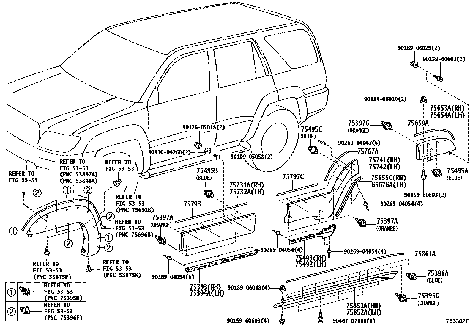 Toyota HILUX 防护条 EPC diagram — 753302E