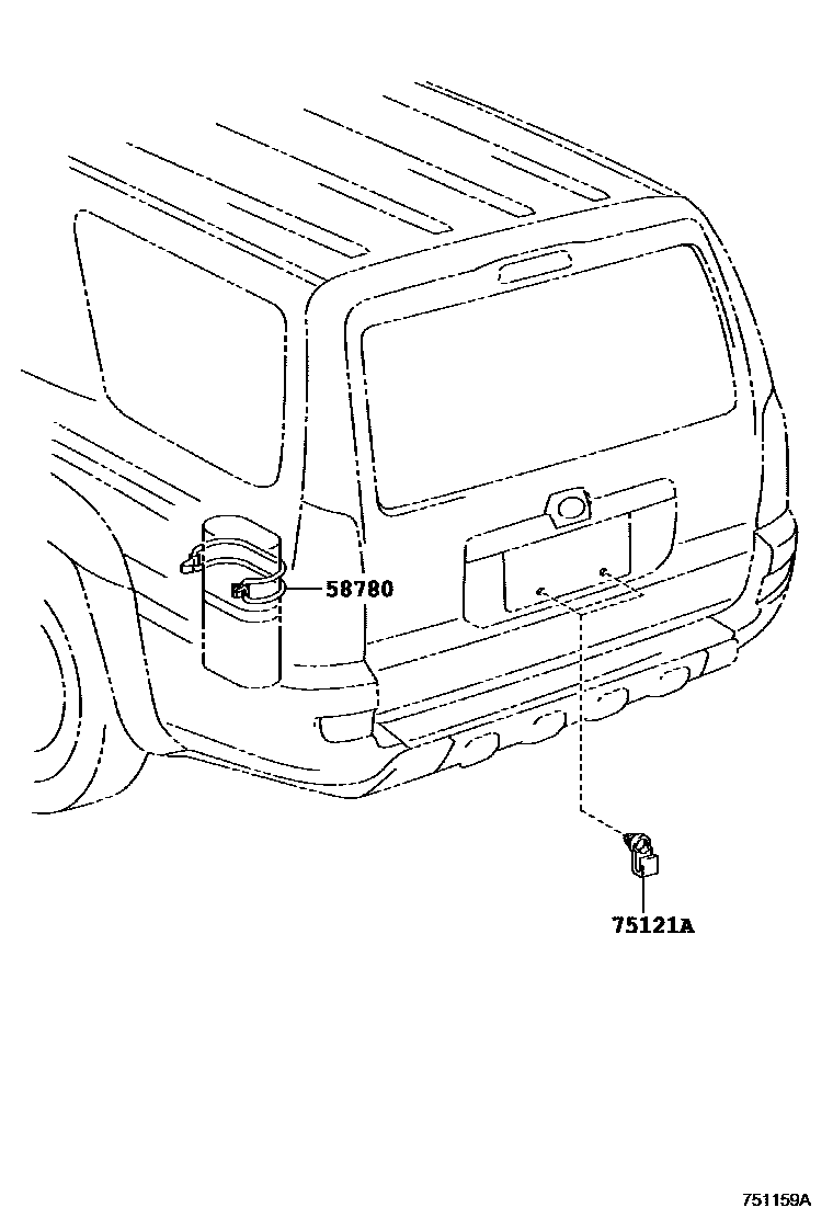 Toyota HILUX 工具箱和牌照支架 EPC diagram — 751159A