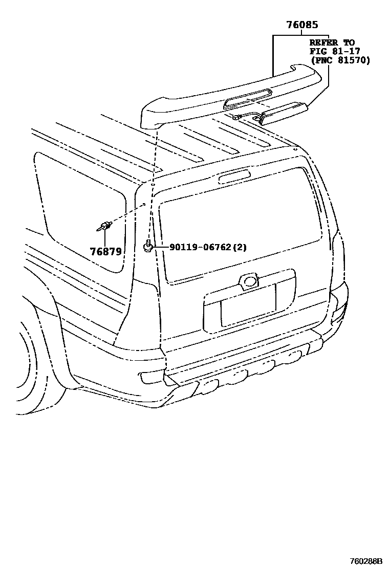 Toyota HILUX 扰流板和侧挡泥板 EPC diagram — 760288B