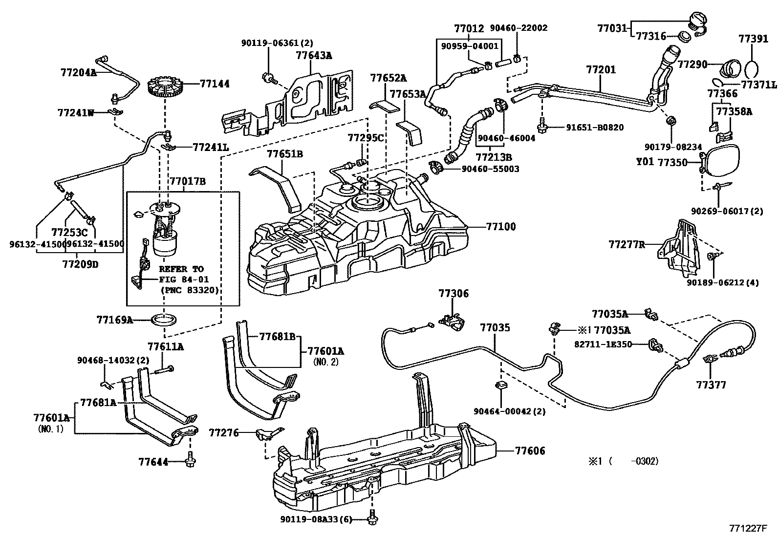 Toyota HILUX 燃油箱和燃油管 EPC diagram — 771227F
