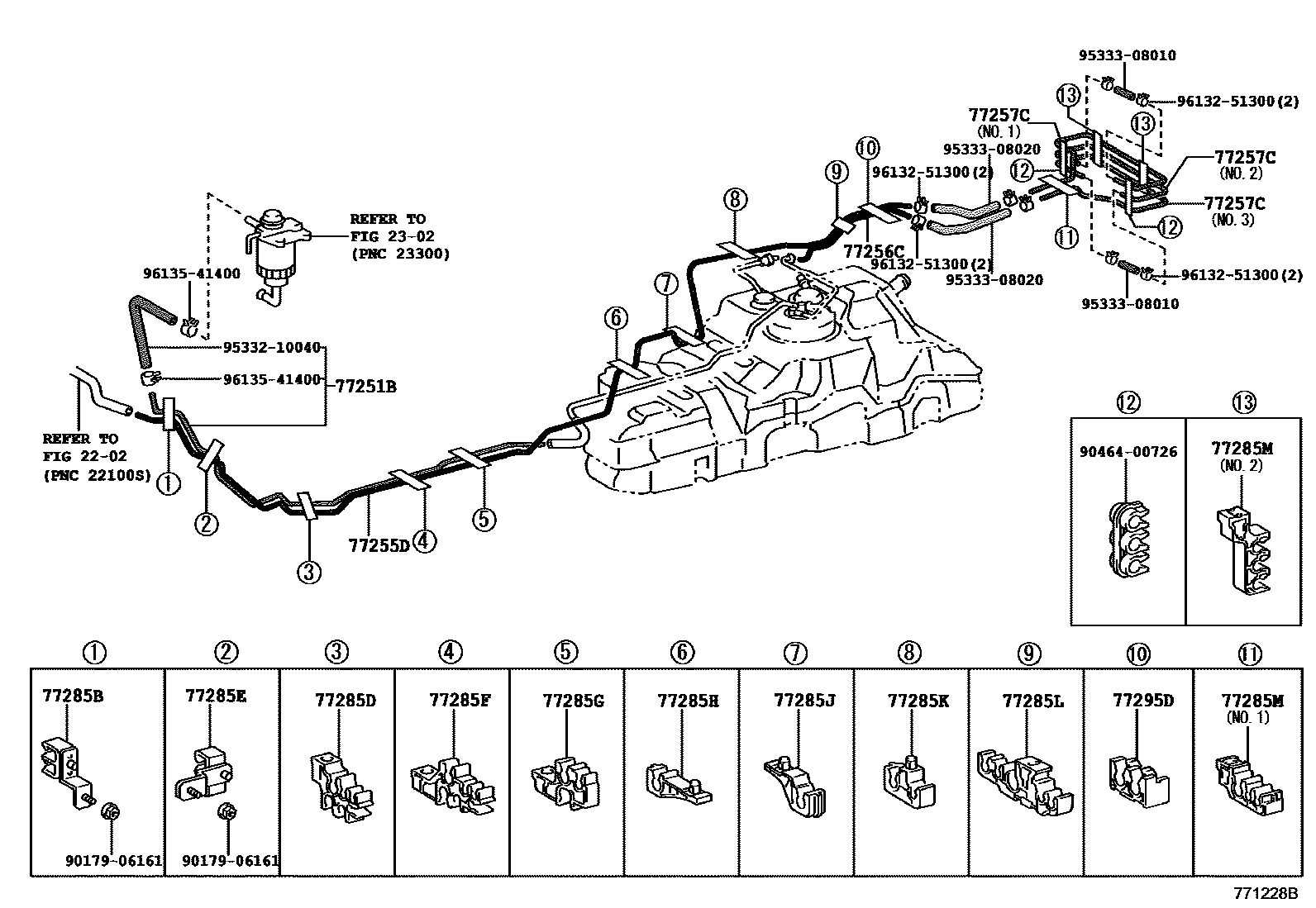 Toyota HILUX 燃油箱和燃油管 EPC diagram — 771228B