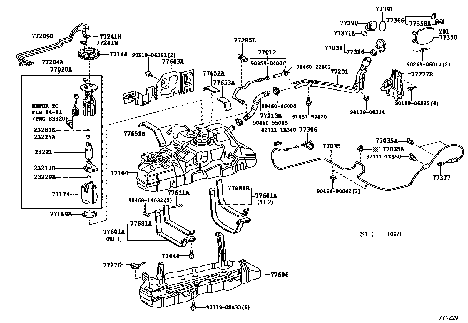 Toyota HILUX 燃油箱和燃油管 EPC diagram — 771229I
