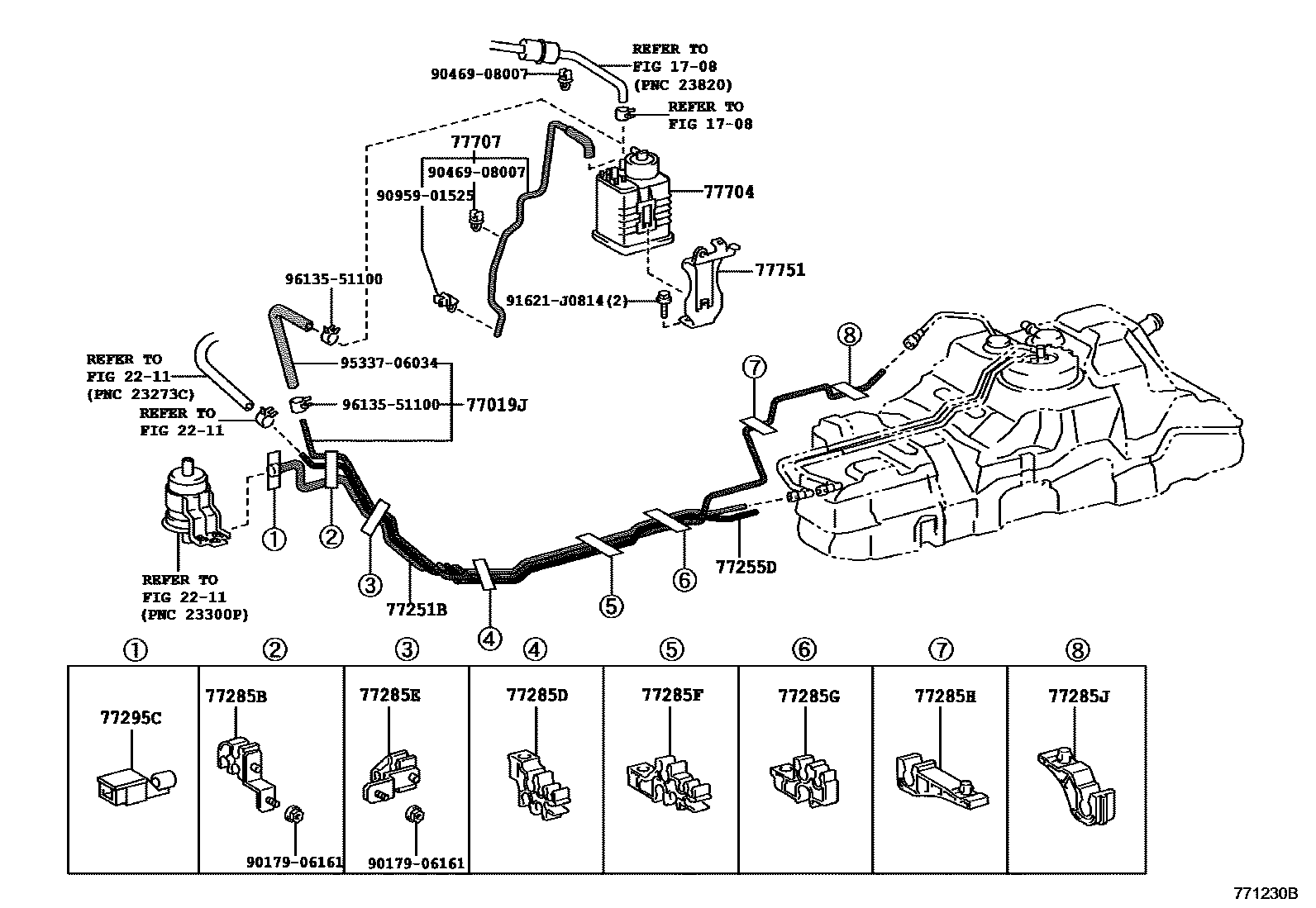 Toyota HILUX 燃油箱和燃油管 EPC diagram — 771230B