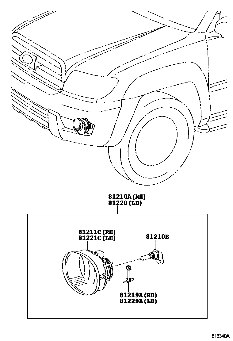 Toyota HILUX Fog Lamp EPC diagram — 813340A