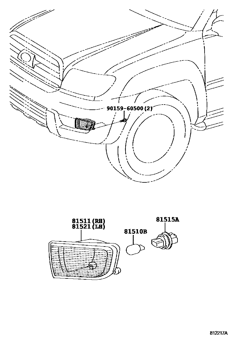 Toyota HILUX 前转向灯 EPC diagram — 812217A