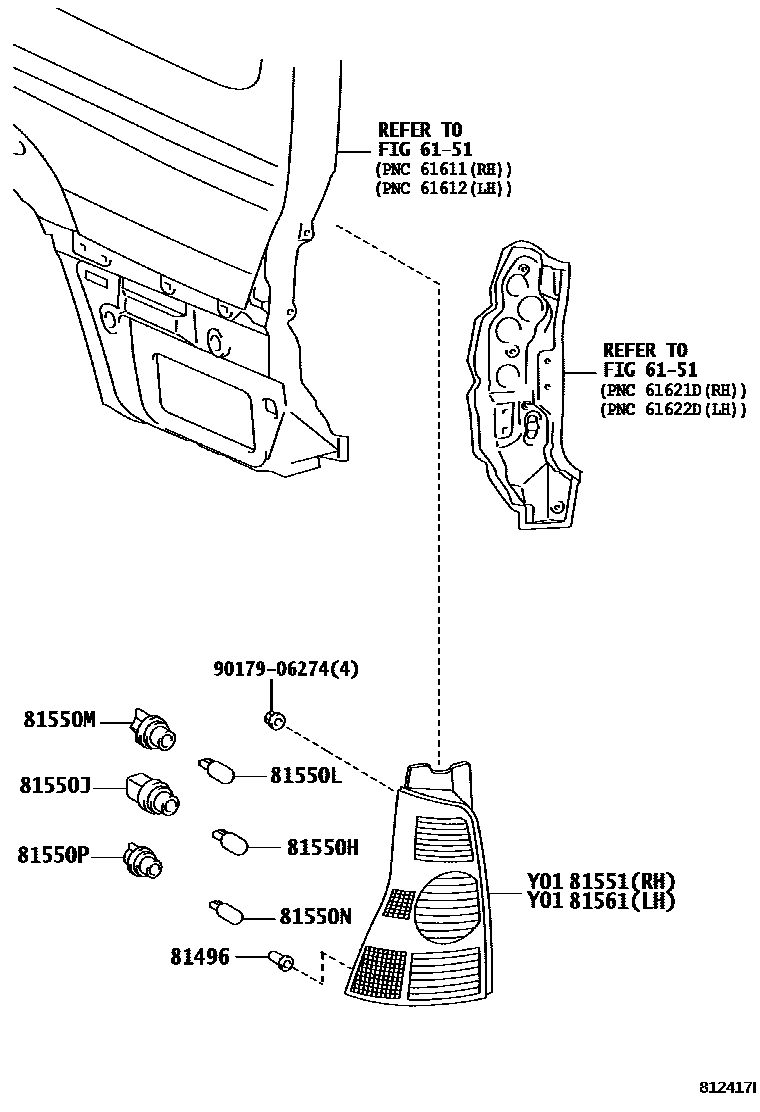 Toyota HILUX 后组合灯 EPC diagram — 812417I