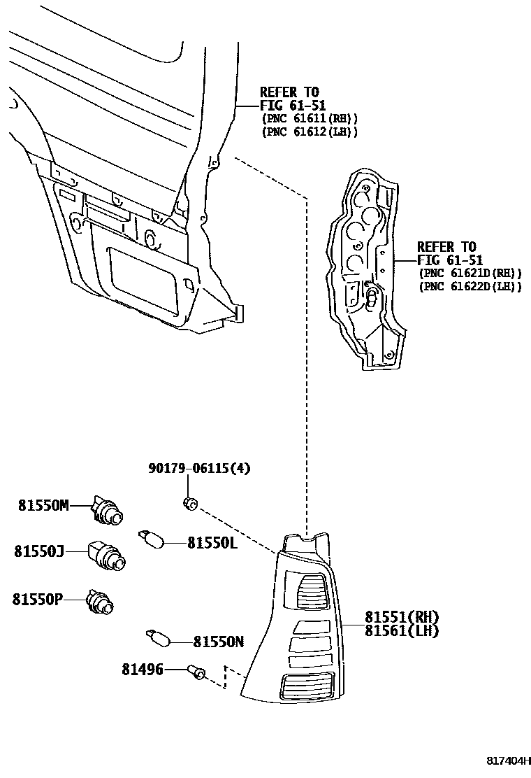 Toyota HILUX 后组合灯 EPC diagram — 817404H