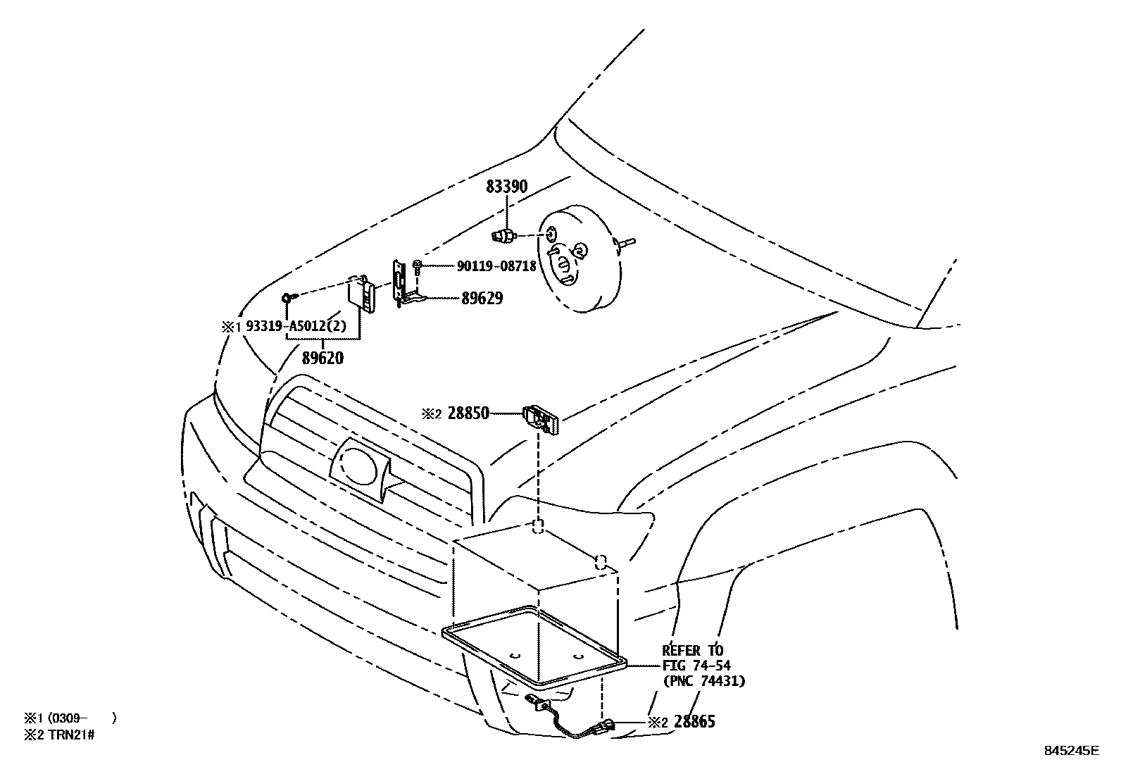 Toyota HILUX 开关和继电器和ECU EPC diagram — 845245E