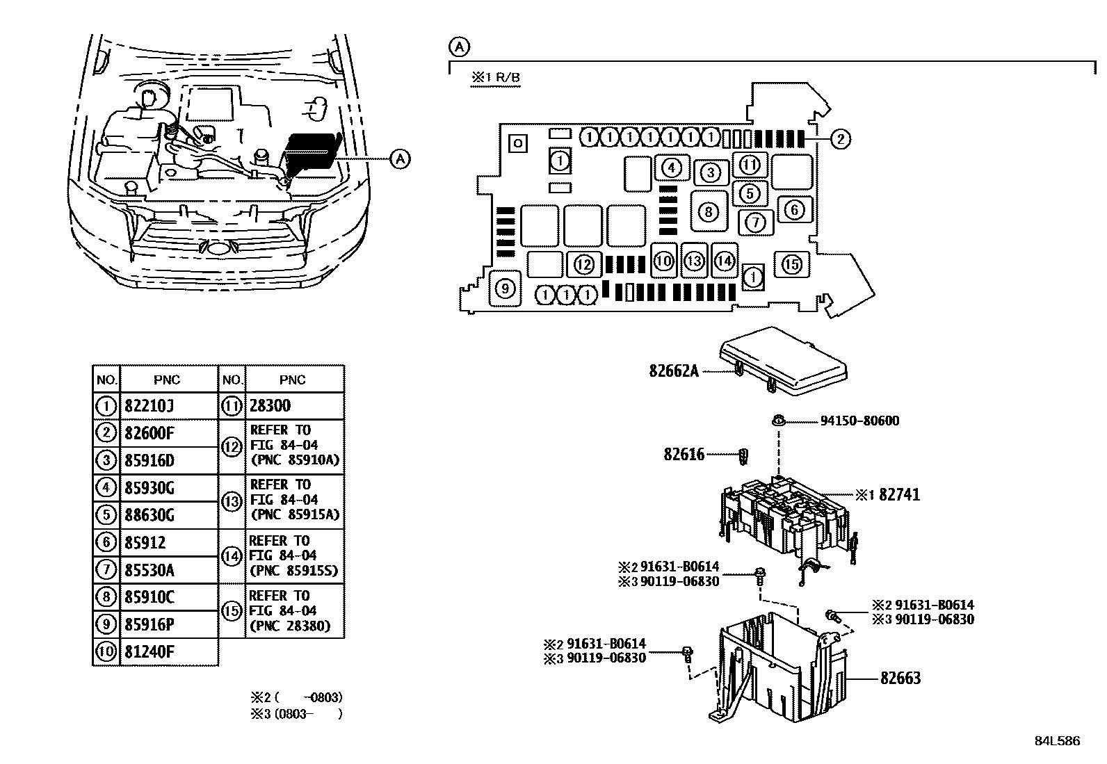Toyota HILUX 开关和继电器和ECU EPC diagram — 84L586
