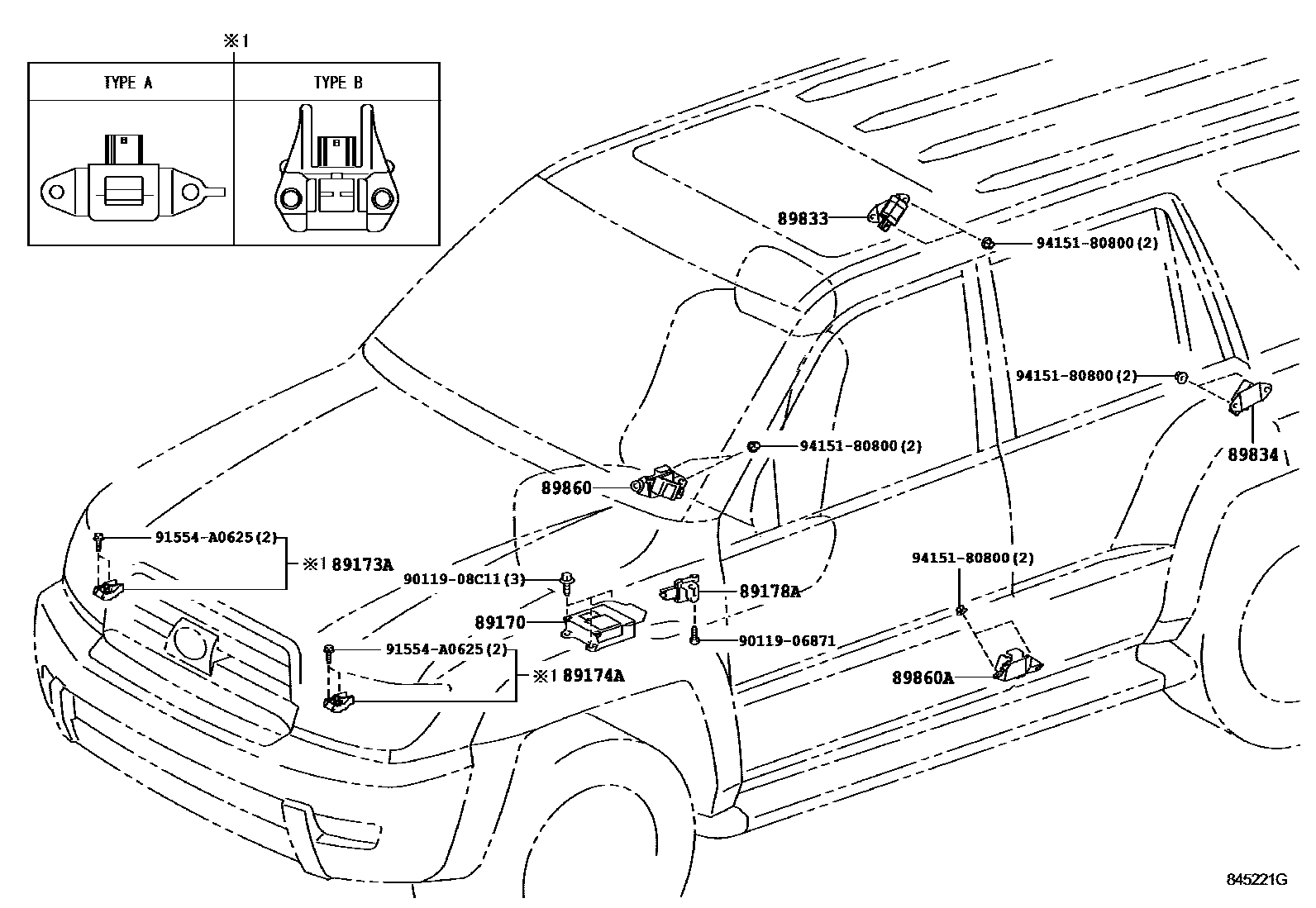 Toyota HILUX 空气囊 EPC diagram — 845221G