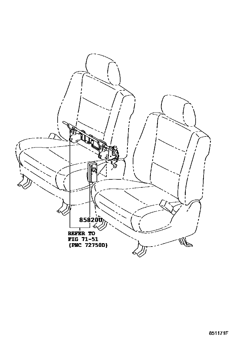 Toyota HILUX 座椅电机和座椅加热器 EPC diagram — 851171E
