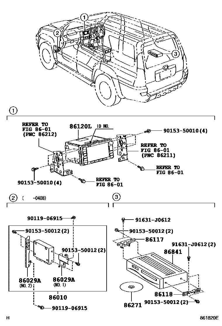 Toyota HILUX 导航和前监视器显示屏 EPC diagram — 861820E