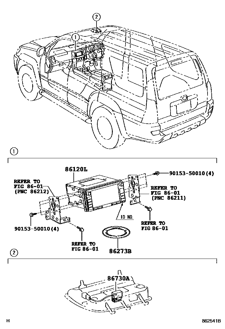 Toyota HILUX 导航和前监视器显示屏 EPC diagram — 862541B