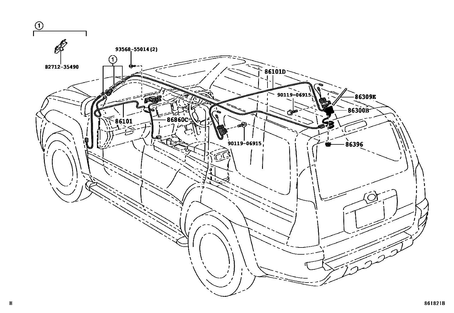 Toyota HILUX antenna EPC diagram — 861821B
